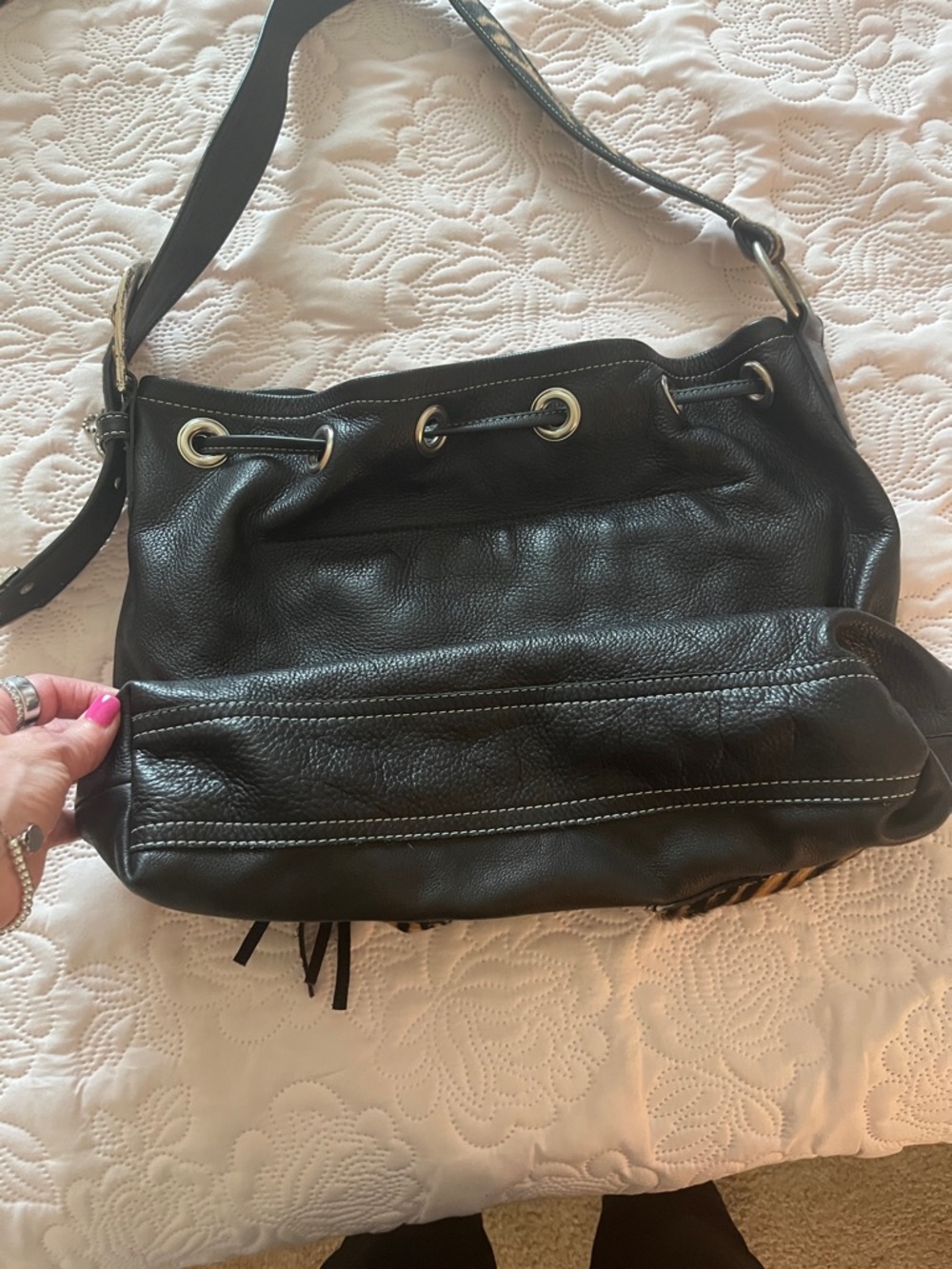 Rainstar Ranch Leatherrock USA Zebra Drawstring Purse - Picture 8 of 13